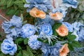 Delicate and beautiful blue rose fake flower close-up Royalty Free Stock Photo