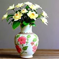 Delicate beauty of a floral arrangement in a vintage ceramic vase.