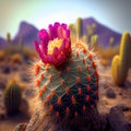 The delicate beauty of the harsh desert between cactus spines - Generate Artificial Intelligente - AI Royalty Free Stock Photo