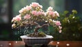 the delicate beauty of the tiniest pink bonsai rose plant