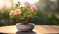 the delicate beauty of the tiniest pink bonsai rose plant