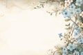 Delicate beige background with springflowers, watercolor. Forget me not Royalty Free Stock Photo