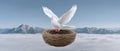 A Delicate Bird Nestled in a Soft Nest Surrounded by Gentle Clouds Ã¢â¬\' A Peaceful and Calming Visual Experience Royalty Free Stock Photo