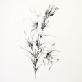 Delicate Black And White Lily Drawing Inspired By James Bullough