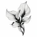 Delicate Black And White Orchid Leaf Illustration