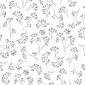 A delicate black and white pattern with small branches for the design