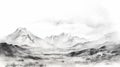 Delicate Black And White Realism: Hand Drawn Watercolor Calligraphy Of Mount Kosciuszko