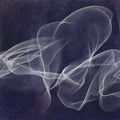 Delicate Blue Black Abstract Smoke Design, Crumpled And Twisted Transparent White Ribbon Or Ripple Waves Of Material Illustration