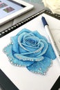 Delicate Blue Rose with Diamonds Royalty Free Stock Photo