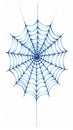 Delicate Blue Spiderweb with Radial Pattern on Pure White Background Artistic Illustration Royalty Free Stock Photo