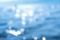 Delicate blue texture bokeh sea background. blurry blue bokeh glare on the water on a sunny day. rest and travel Royalty Free Stock Photo