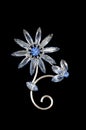 Delicate blue vintage flower brooch