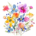Pastel Watercolor Wildflower Bouquet
