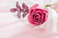 Delicate bouquet of pink rose made from fragrant soap Royalty Free Stock Photo