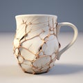 Delicate Brushwork: 3d Printed Mug With Broken Tiles And Gold