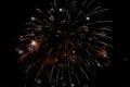 Delicate burst of golden fireworks in night sky. Pyrotechnic show Royalty Free Stock Photo