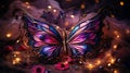 Delicate Butterfly Brooch for Venice Carnival Costume Decoration on Dark Bokeh Background Royalty Free Stock Photo