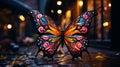 Delicate Butterfly Brooch for Venice Carnival Costume Decoration on Dark Bokeh Background Royalty Free Stock Photo