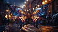 Delicate Butterfly Brooch for Venice Carnival Costume Decoration on Dark Bokeh Background