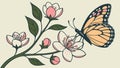 Delicate Butterfly on Cherry Blossoms: Springtime Renewal, vector design Generative AI Royalty Free Stock Photo