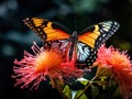 A delicate butterfly over a flower