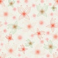 Delicate pink butterlies seamless vector pattern