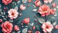 Delicate charcoal small scale floral wallpaper, seamlessly repeating , seamless, simple