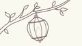 Delicate Chinese Lantern Hanging from a Tree, vector design Generative AI Royalty Free Stock Photo