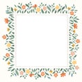 Delicate Chintz Romantic Meadow Wildflowers Vector Square Frame