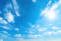 Delicate cirrus clouds forming artistic patterns in the blue sky Royalty Free Stock Photo
