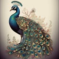 A delicate colorful peacock, highly detailed, AI Generative