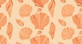 Delicate Coral Seashell Pattern on a Light Beige Background Royalty Free Stock Photo