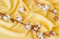 Delicate cotton flowers textile clothes. Organic cotton clothing idea.