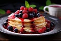 Delicate Crepes berries jam. Generate Ai Royalty Free Stock Photo