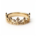 Delicate Crown Shaped Ring With Intricate Diamond Details