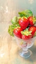 Delicate cup holds a bounty of fresh, luscious strawberries
