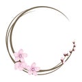 Delicate sakura wreath or round frame with cherry flowers Royalty Free Stock Photo