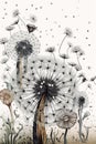 Delicate Dandelion Flowers. Generative AI