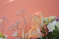 Delicate decorative bouquet of lilies close-up