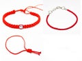 Delicate decorative bracelet woven from red rope