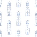 Elegant pattern of lighthouses displayed on a smooth background for nautical themes Royalty Free Stock Photo