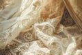 Delicate detail of antique lace. Vintage lace texture. Generative AI