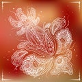 Delicate detailed flower on red background
