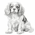 Delicate And Detailed Hyper-realistic Artwork Of A Sitting King Charles Spaniel