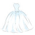 Delicate dress in the vector. Wedding dress drawn by hand. Ball Gown . Royalty Free Stock Photo