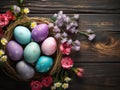 Delicate Easter Eggs in Nest with Soft Florals