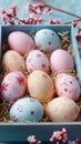 Delicate Easter eggs nestled in craft box, perfect Easter present