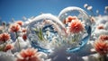 A transparent soap bubble with a delicate chrysanthemum inside.