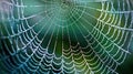 The delicate filaments of a spiders web stretch across the frame like strands of spun. Generative Ai