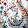 Delicate Flora: A Surrealistic Paisley Painting With Realistic Hyper-detail Royalty Free Stock Photo